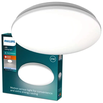 Lampa Sufitowa Plafon LED 21W 2900lm 4000K z Czujnikiem Zmierzchu Biała Acuna Philips