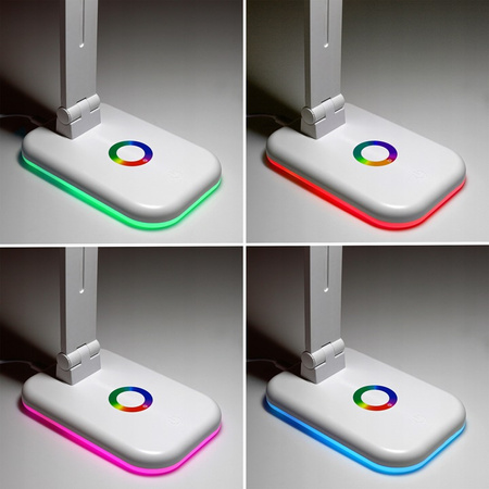Lampka Biurkowa Stołowa Regulowana Nocna ALMA LED 12W 960lm CCT + RGB Ściemnialna Biała MasterLED