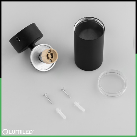 Kinkiet Ścienny Lampa Sufitowa Reflektor LED Spot GU10 IP44 ADERO Czarna Lumiled