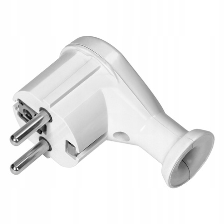 Wtyczka Elektryczna Kątowa Wtyk 2P+Z UNI-SCHUKO z Uziemieniem Biała ORNO