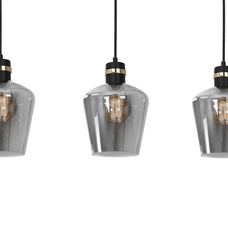 Lampa wisząca RICHMOND 3xE27 Przydymione Szkło Złote Wstawki MLP6539 Milagro Metal + Szkło