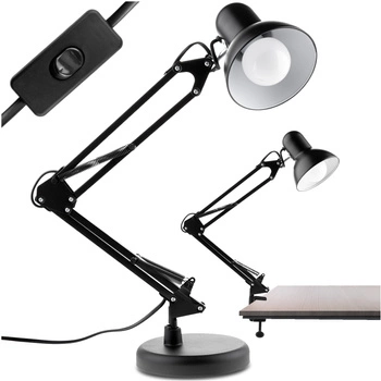 Lampka Biurkowa Kreślarska Stołowa E27 TOBI Czarna Lumiled + Uchwyt na Blat