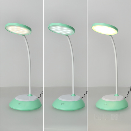 Lampka Biurkowa Stołowa LED 5W 200lm CCT 270° Akumulatorowa Miętowa Visua Kobi