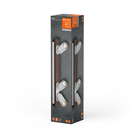 Lampa Sufitowa Ścienna LED Reflektor 3-Punktowy Dekoracyjny Drewno 41W GU10 Biała LEDVANCE