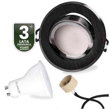 Oprawa Halogenowa Podtynkowa Okrągła Ruchoma TRIX 3w1 GU10 6W 3000K Czarny LUMILED