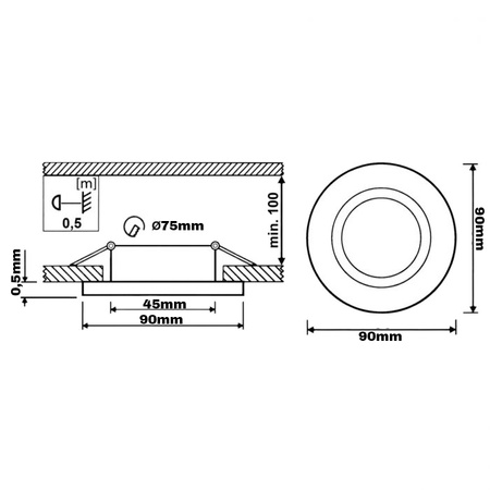 Zestaw Oprawa Halogenowa Podtynkowa VENTUS Biała Okrągła + Żarówka LED GU10 6W Neutralna 120° Lumiled
