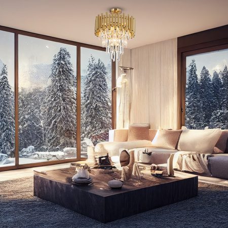 Lampa Sufitowa Żyrandol MADISON Złota 9xE14 Milagro