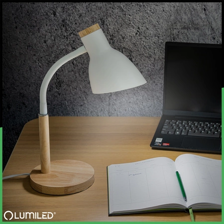 Lampka Biurkowa Szkolna Kreślarska Stołowa Dekoracyjna E27 NIKO Biała  Lumiled