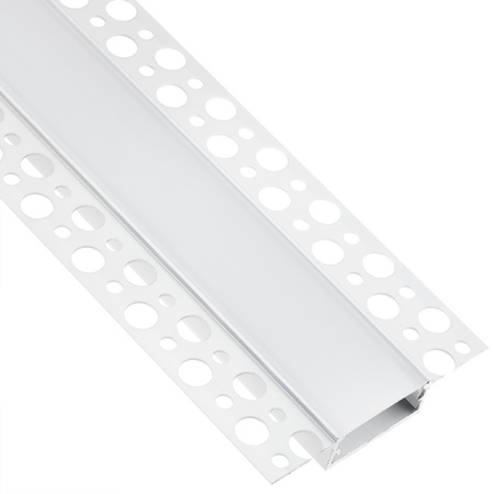 Profil Aluminiowy Podtynkowy Architektoniczny XL Typ P do LED Wpuszczany do Płyt KARTON / GIPS 2m + Mleczny Klosz