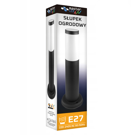 Lampa LED Ogrodowa Stojąca Zewnętrzna Słupek E27 Czarny IP44 Manila 45cm Masterled