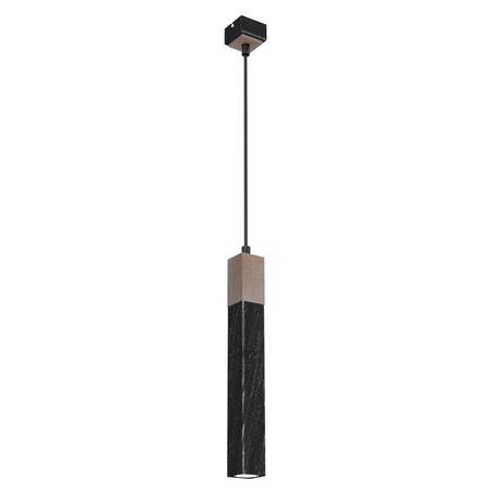 Lampa Wisząca Sufitowa SOLO SAWN Czarna Patyna Drewniana 1x mini GU10 Milagro