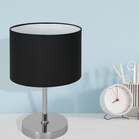 Lampa Stołowa CASINO Czarna Chrom 1xE27 Biurkowa Nocna Milagro