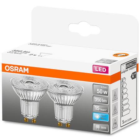 2x Żarówka LED GU10 4,3W = 50W 350lm 4000K Neutralna 36° OSRAM STAR