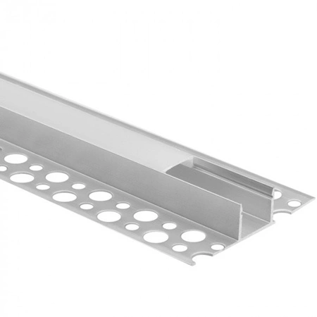 Profil Aluminiowy Natynkowy do LED do Płyt KARTON / GIPS 2m z Mlecznym Kloszem i Zaślepkami Ecolight