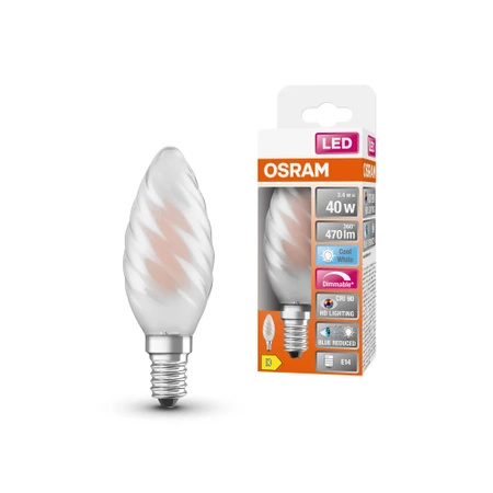 Żarówka LED E14 BW35 3,4W = 40W 470lm 4000K Neutralna 300° CRI90 Filament OSRAM SUPERSTAR+ Ściemnialna