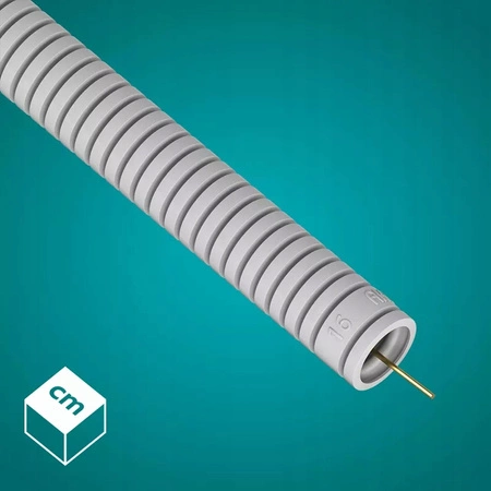 Rura Karbowana RKGL 16mm 320N Peszel z Pilotem do Zabezpieczania Kabli 50m Szary AKS ZIELONKA