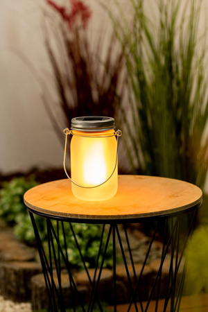 Lampion Ogrodowa LED Solarna Dekoracyjna Słoik Płomień 13cm
