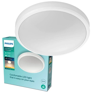 Lampa Sufitowa Plafon Łazienkowy LED 17W 1500lm 2700K IP44 Biała Doris Bathroom Philips