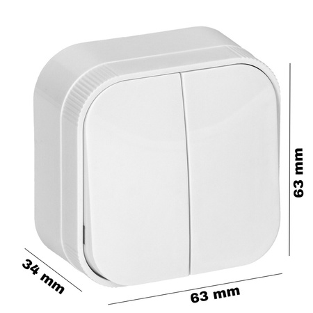 Łącznik Włącznik ToDo Świecznikowy Podwójny Natynkowy IP20 ORNO BIAŁY