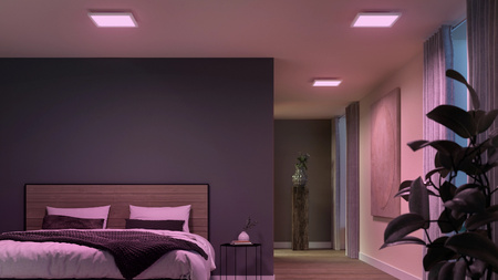 Panel LED Lampa Sufitowa Natynkowa 30x30 cm 25W 1760lm IP20 White and Color Ambiance RGB + TW Biała Inteligentna SMART Zigbee Bluetooth Surimu Philips HUE