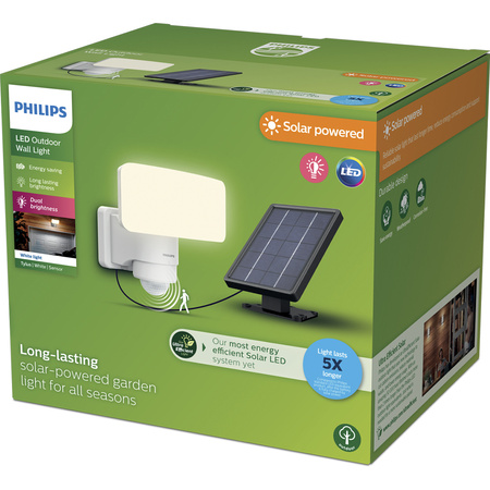 Naświetlacz Solarny LED 6W 1000lm 3000K IP44 z Czujnikiem Ruchu i Zmierzchu Biała Tylus Ultra Efficient Philips