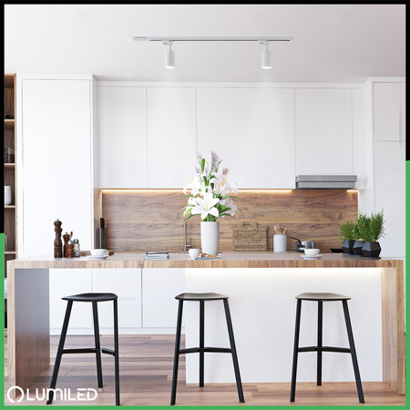 Zestaw Szyna Oświetleniowa Szynoprzewód 1m + 2x Reflektor Szynowy SAGI GU10 Biały LUMILED