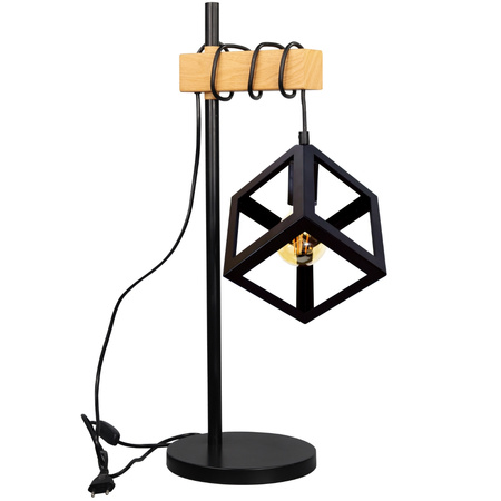 Lampa Stołowa Stojąca SWEDEN 1x E27 Drewno Czarny GOLDLUX (Polux)