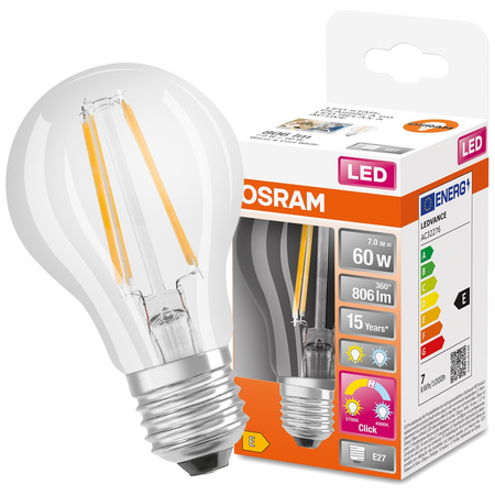 Żarówka LED Filament A60 E27 7W 2700K/4000K 806lm OSRAM STAR A and R