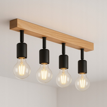 Lampa Sufitowa Spot Tuba Reflektor Oprawa Halogenowa 4x E27 Ruchomy Czarny Brązowy Eos Masterled