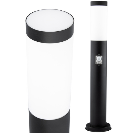 Lampa Ogrodowa Zewnętrzna E27 CZARNY SŁUPEK 45cm z Czujnikiem Ruchu i Zmierzchu