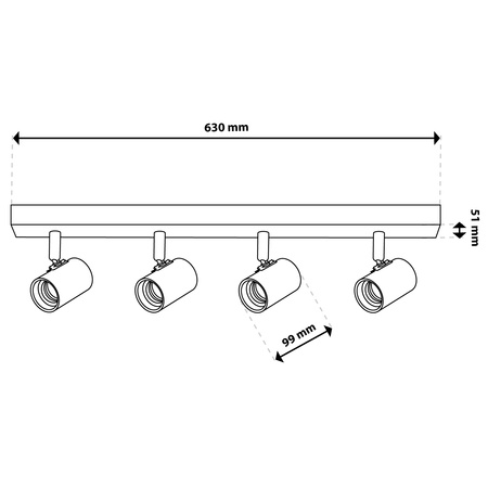 Lampa Sufitowa SPOT TUBA Reflektor Oprawa Halogenowa 4x E27 GLASA LUMILED
