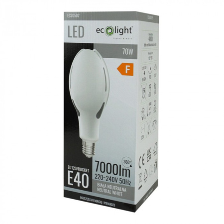 Żarówka LED E40 70W 7000lm 4000K Neutralna Rocket Ecolight