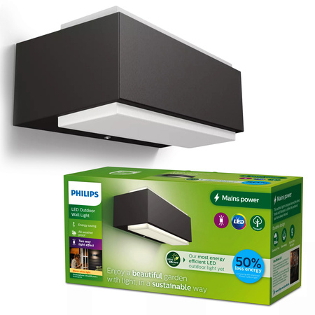 Lampa Ogrodowa LED Kinkiet Elewacyjny STRATOSPHERE 3,8W 2700K Ciepła IP44 Góra-Dół Antracyt PHILIPS