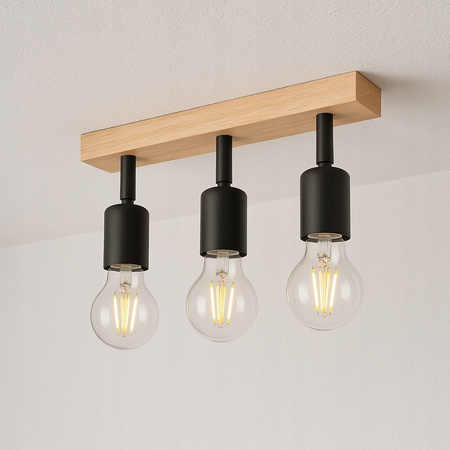 Lampa Sufitowa Spot Tuba Reflektor Oprawa Halogenowa 3x E27 Ruchomy Czarny Brązowy Eos Masterled