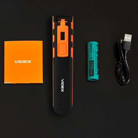 Latarka Ręczna Akumulatorowa LED 5W 400lm 5 Trybów Pracy USB C UV Ściemnialna Videx