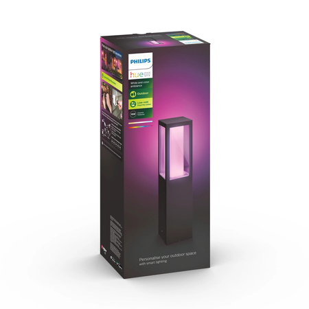 Lampa Ogrodowa Zewnętrzna LED SŁUPEK 40cm 15.8W 1180lm IP44 White and Color Ambiance RGB + TW Czarna Inteligentna SMART Zigbee Bluetooth Impress LowVolt Philips HUE