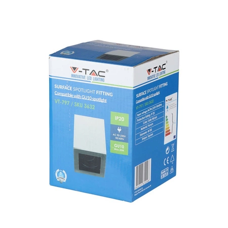 Oprawa Sufitowa Natynkowa Spot GU10 Kwadratowa Satynowy Nikiel VT-797 V-TAC