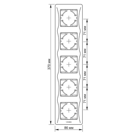Ramka Pozioma do Gniazdek Pięciokrotny Natynkowa Czarna BINERA VIDEX