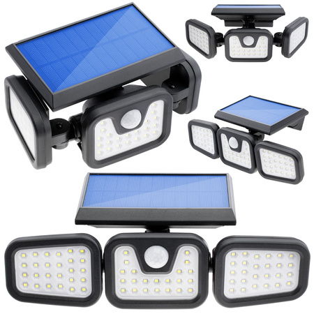 Naświetlacz solarny lampa 74x LED 15W 450lm Zimna czujnik ruchu IP65