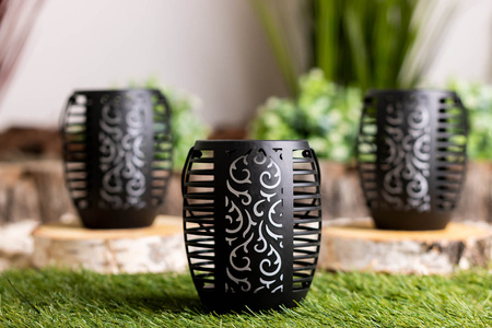 Lampa Solarna Ogrodowa LED Wisząca LATARENKA Płomień IP44 1700K Czujnik Zmierzchu