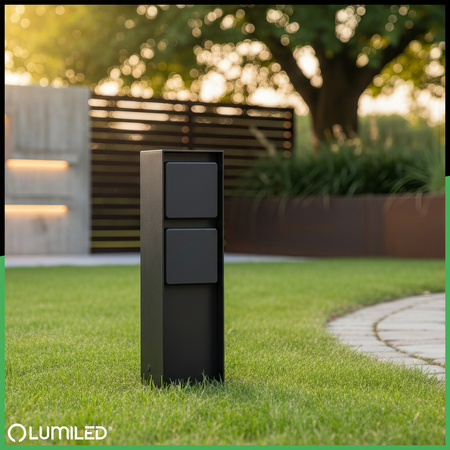 Słupek Ogrodowy IBERI Zewnętrzny Stojący 230V 2x Gniazdo Sieciowe IP65 LUMILED