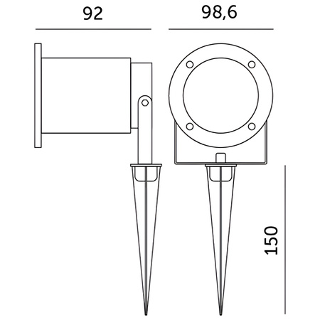 Lampa Ogrodowa LED Wbijana GU10 IP65 Wodoszczelna Czarna z Przewodem 1m