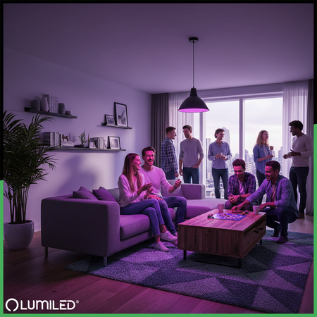 Żarówka LED E27 A60 9W = 60W 806lm 3000K + RGB Wielokolorowa 260° Ściemnialna Pilot LUMILED