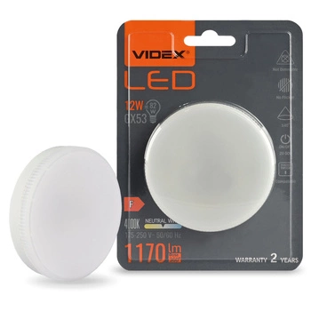 Żarówka LED GX53 Reflektor 12W = 82W 1170lm 4000K Neutralna 140° Videx