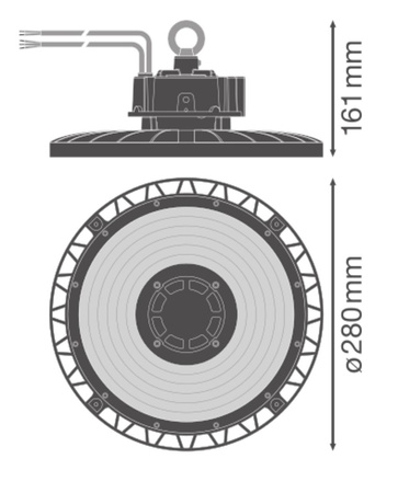 Lampa LED Oprawa Przemysłowa 75W 13500lm 4000K Neutralna Ściemnialna Czarny IP66 IK10 High Bay Gen 5 Ledvance