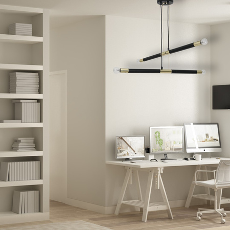 Lampa wisząca BASTONE 4xE14 Prosta Forma Minimalistyczna Czarna Złota MLP6564 Milagro Metal