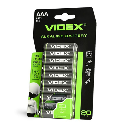Baterie Alkaiczne Videx LR03 AAA Paluszki 1.5V Blister 20szt