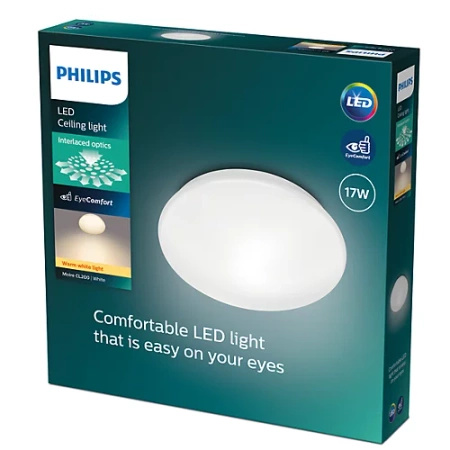 Lampa Sufitowa Plafon LED 17W 1700lm 2700K Biała Moire CL200 Philips