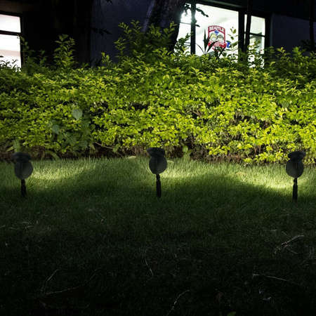 Lampa Solarna Ogrodowa LED Wbijana Kierunkowa Reflektor z Czujnikiem Zmierzchu Czarna IP44