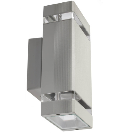 Kinkiet ogrodowy elewacyjny podwójny Masterled HANA LED 2x GU10 ALUMINIUM szary IP54